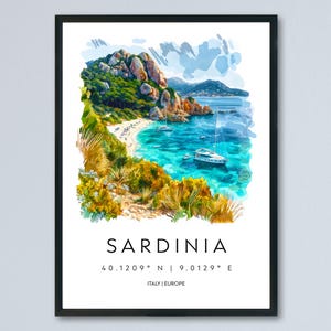 Sardinia Watercolor Poster Sardinia Italy Travel Print Wall Art Sardinia Decor Italian Island Fine Art Print Sardinia Souvenir Gift
