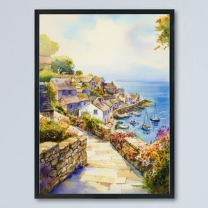 Mevagissey Watercolor Poster Wall Art Mevagissey Wall Hanging Home Décor Mevagissey Gift Art Lovers United Kingdom Wall Art