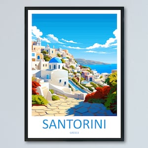 Santorini Reise-Druck Wandkunst Santorini Griechenland Wandbehang Dekoration Santorini Geschenk Kunstliebhaber Wandkunst Santorini griechischen Print