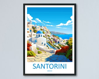 Santorini Travel Print Wall Art Santorini Greece Wall Hanging Home Decoration Santorini Gift Art Lovers Wall Art Print Santorini Greek Print