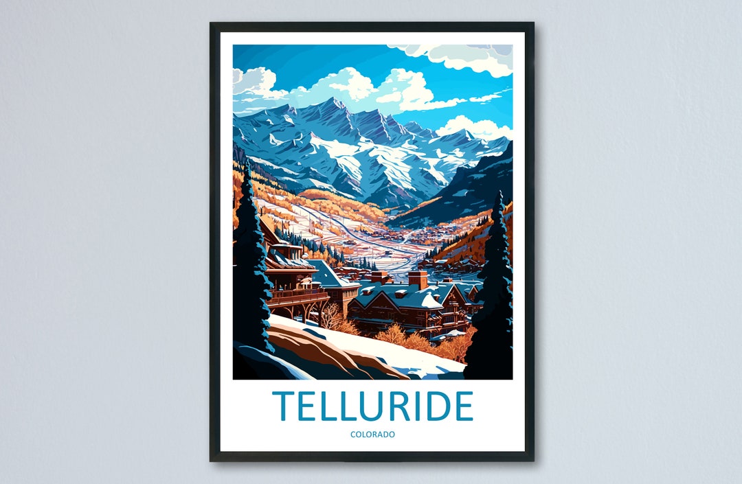 Telluride Ski Travel Print Wall Art Telluride Wall Hanging Home Décor ...
