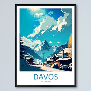 Davos Travel Print Wall Art Davos Wall Hanging Home Décor Davos Gift Art Lovers Switzerland Art Lover Gift Davos Travel Art