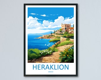 Heraklion Travel Print Wall Art Heraklion Greece Wall Hanging Home Decoration Heraklion Gift Art Lovers Wall Art Print Heraklion Greece