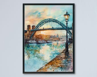 Newcastle Watercolor Poster Wall Art Newcastle Wall Hanging Home Décor Newcastle Gift Art Lovers United Kingdom Wall Art