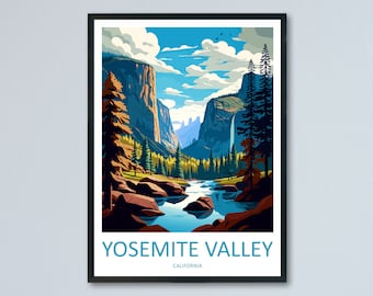 Yosemite Valley National Park Travel Print Wall Art Yosemite Valley Wall Hanging Home Décor Yosemite Valley Gift Art Lovers California Art