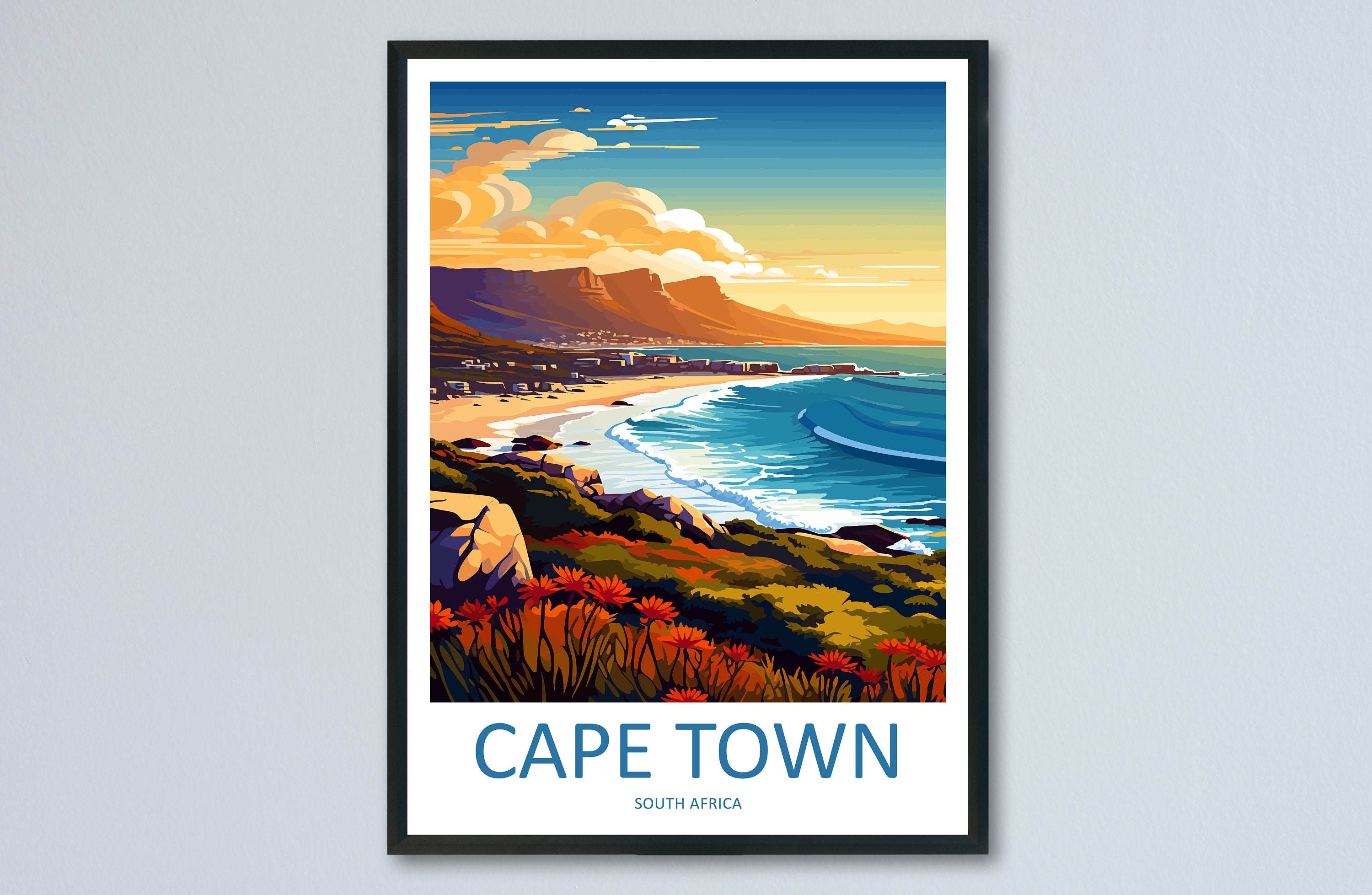 Cape Town Travel Print Wall Art Cape Town Wall Hanging Home Décor Cape Town Gift Art Lovers South Africa Art Print Cape Town Wall Décor Art