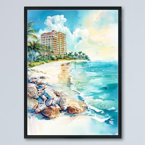 Marco Island Watercolor Poster Wall Art Marco Island Wall Hanging Home Décor Marco Island Gift Art Lovers United States Wall Art