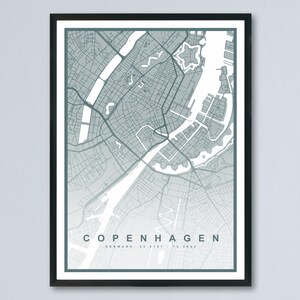Copenhagen Map Print (8 COLOURS AVAILABLE) Copenhagen City Poster Denmark Wall Art Copenhagen Decor Street Map Art Urban Copenhagen