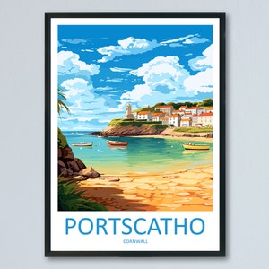 Portscatho Travel Print Wall Art Portscatho Wall Hanging Home Décor Portscatho Gift Art Lovers Cornwall Art