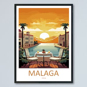 Malaga Reise-Druck Wandkunst Malaga Wandbehang Home Dekor Malaga Geschenk Kunstliebhaber Spanien Kunstliebhaber Geschenk Malaga Wanddekor Malaga Spanien Dekor