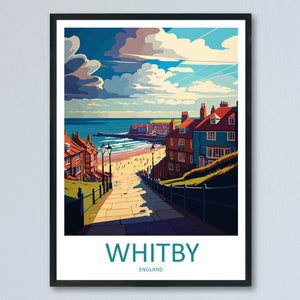 Impressão de viagem em Whitby, arte de parede, decoração de parede em Whitby, presente para amantes da arte na Inglaterra, presente para amantes da arte, presente de viagem em Whitby
