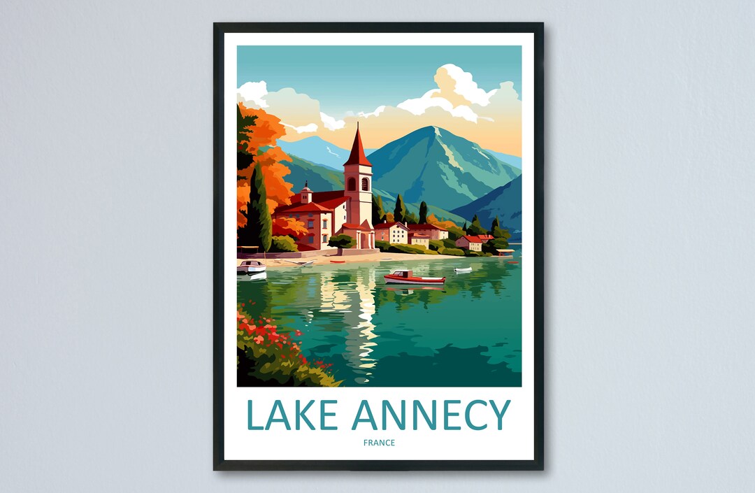 Lake Annecy Travel Print Wall Art Lake Annecy Wall Hanging Etsy UK