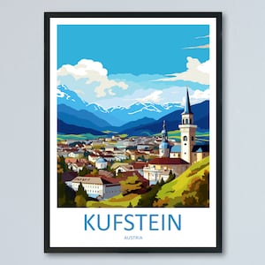 Impression de voyage Kufstein, art mural, tenture murale Kufstein, décoration d'intérieur, cadeau Kufstein pour les amateurs d'art, cadeau pour les amateurs d'art, impression Kufstein, Autriche