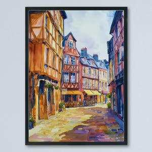 Rennes Aquarell Poster Rennes Reise-Druck Frankreich Wandkunst Rennes Architektur Dekor Bretagne Stadt Szene Historisches Frankreich Landschaft Druck