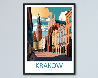 Krakow Travel Print Wall Art Krakow Wall Hanging Home Décor Krakow Gift Art Lovers Poland Art Lover Gift Krakow Travel Wall Art