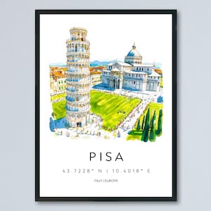 Pisa Travel Print Wall Art Pisa Wall Hanging Home Decor Pisa Gift Art Lovers Italy Art Lover Gift Pisa Print Italy Wall Art Decor