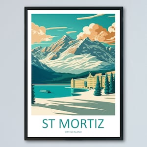 St. Moritz Ski Resort Print St. Moritz Home Decor Mountain Art Print St. Moritz Wall Art for Ski Enthusiast Gift Wall Hanging St. Moritz Art