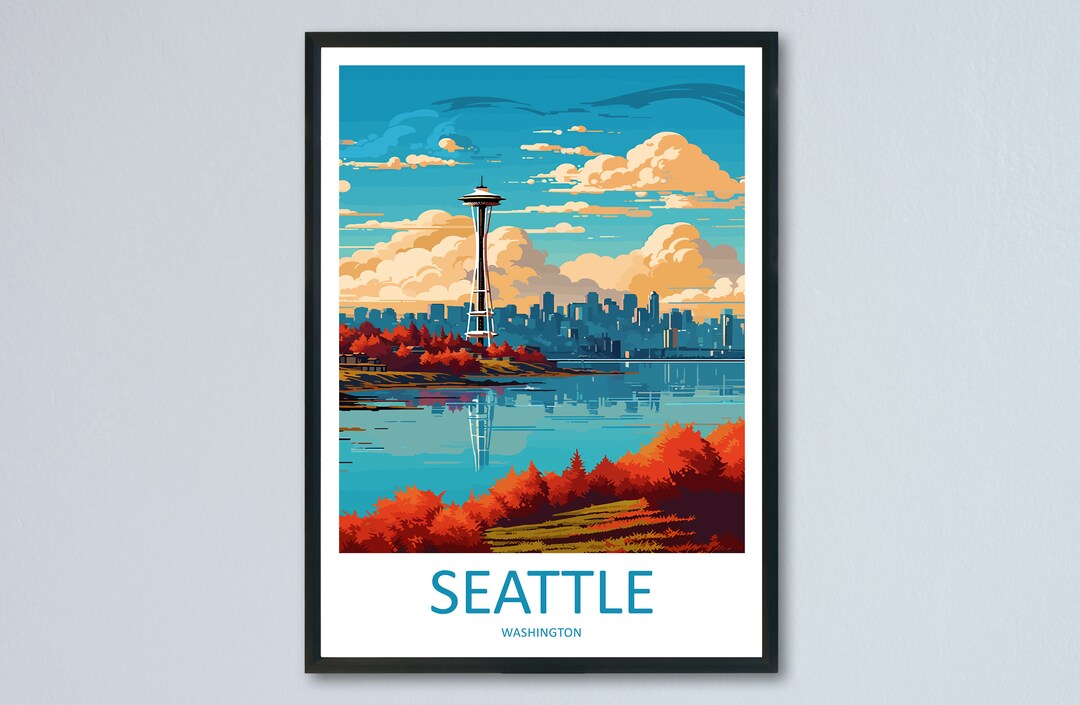 Seattle Travel Print Wall Art Seattle Wall Hanging Home Décor Seattle