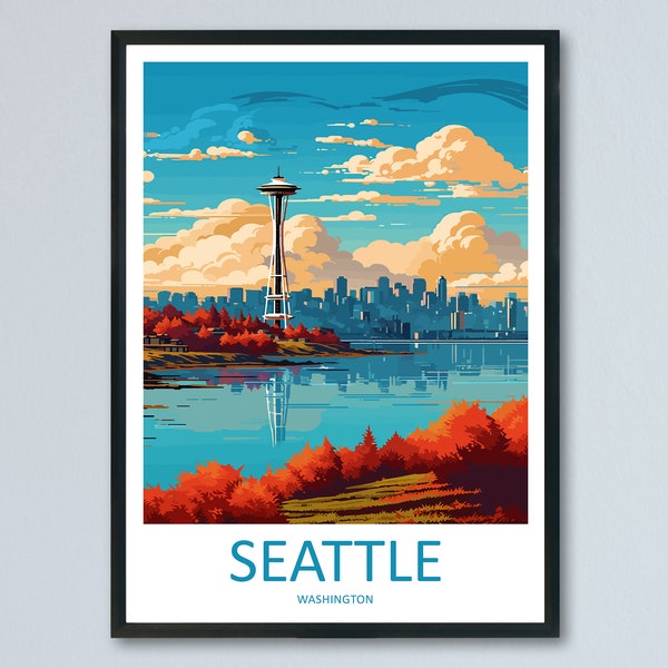 Seattle Travel Print Wall Art Seattle Wall Hanging Home Décor Seattle Gift Art Lovers Washington DC Art Lover Gift Washington DC Travel Art