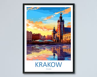 Krakow Travel Print Wall Art Krakow Wall Hanging Home Décor Krakow Gift Art Lovers Poland Art Lover Gift Krakow Travel Wall Art