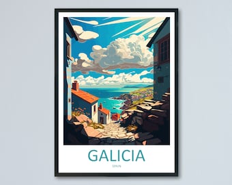 Galiza viagem impressão arte da parede galiza suspensão de parede decoração para casa galiza presente amantes da arte espanha arte amante presente galiza decoração de parede galiza espanha
