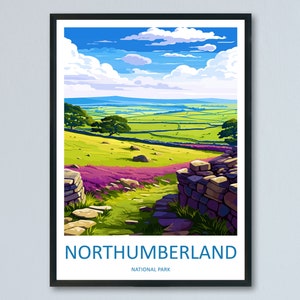 Northumberland Travel Print Wall Art Northumberland Wall Hanging Home Decor National Park Gift Northumberland Lovers National Park Wall Art