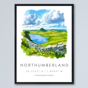Northumberland Watercolor Poster Wall Art Northumberland Decor Home Décor Northumberland Gift UK Art Lover Gift, Travel Souvenir Print
