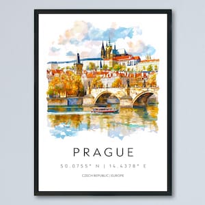 Prague Watercolor Poster Wall Art Prague Wall Hanging Home Décor Prague Gift Art Lovers Czech Republic Wall Art