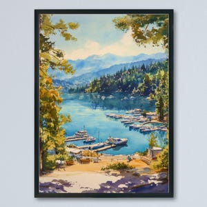 Lake Arrowhead Watercolor Poster Lake Arrowhead California Travel Print Wall Art Lake Arrowhead Home Decor Lake Arrowhead Gift Art Lovers