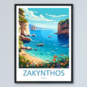 Zakynthos Travel Print Wall Art Zakynthos Greece Wall Hanging Home Decoration Zakynthos Gift Art Lovers Wall Art Print Zakynthos Greek Print
