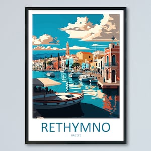 Rethymno Reise Print Wandkunst Rethymno Griechenland Wandbehang Dekoration Rethymno Geschenk Kunstliebhaber Wand Kunst Rethymno Griechenland Wandkunst