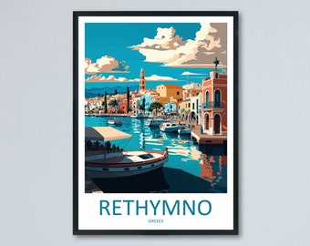 Rethymno Travel Print Wall Art Rethymno Greece Wall Hanging Home Decoration Rethymno Gift Art Lovers Wall Art Print Rethymno Greece Wall Art