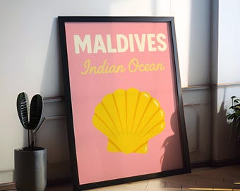 Maldives Preppy Poster Wall Art Maldives Wall Decor Home Décor Maldives Gift Maldives Art Lover Gift, Travel Souvenir Print