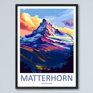 Matterhorn Travel Print Wall Art Matterhorn Wall Hanging Home Décor Matterhorn Gift Art Lovers Switzerland Art Lover Gift Matterhorn Travel