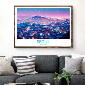 Seoul Sydkorea Landskap Resa Poster Scenisk Stadssilhuett Väggkonst Historiska Palats Tryck Asien Dekor Vacker Seoul Konstverk bild 7