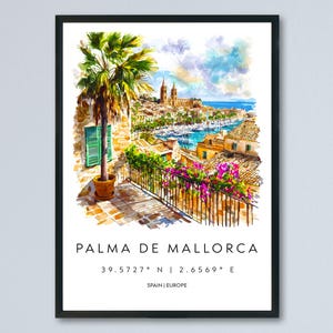 Palma de Mallorca Watercolor Poster Palma de Mallorca Travel Print Palma de Mallorca Wall Art Palma de Mallorca Painting Spain Island Decor
