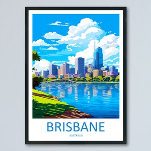 Brisbane Travel Print Wall Art Brisbane Wall Hanging Home Décor Brisbane Gift Art Lovers Wall Art Australia Poster Art