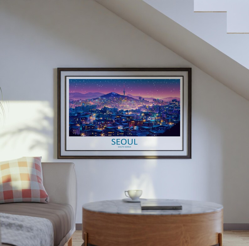 Seoul Sydkorea Landskap Resa Poster Scenisk Stadssilhuett Väggkonst Historiska Palats Tryck Asien Dekor Vacker Seoul Konstverk bild 5