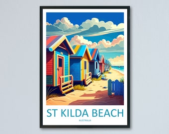 St Kilda Beach Travel Print Wall Art St Kilda Beach Wall Hanging Home Décor St Kilda Beach Gift Art Lovers Wall Art Australia Travel Print