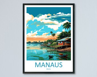 Impresión de viaje de Manaus, arte de pared, colgante de pared de Manaus, decoración del hogar, regalo de Manaus, arte de pared para amantes del arte, impresión artística, póster de viaje de Brasil