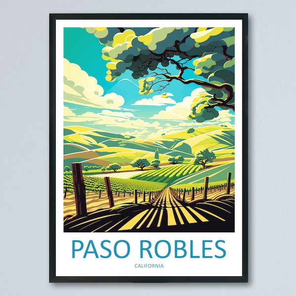 Paso Robles Travel Print Wall Art Paso Robles Wall Hanging Home Décor Paso Robles Gift Art Lovers California Art Lover Gift