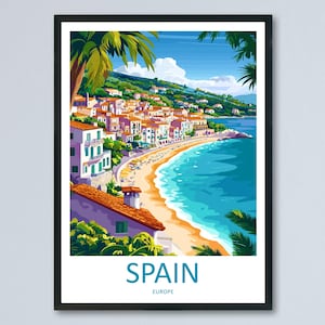 Spain Travel Poster Spanish Wall Art Country View Print Cultural Landmark Illustration Mediterranean Decor Spain Gift Souvenir Scene