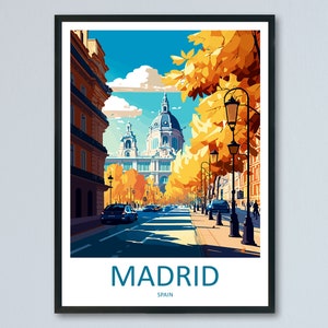 Madrid reizen afdrukken kunst aan de muur Madrid muur opknoping Home decor Madrid cadeau kunstliefhebbers Spanje kunstliefhebber cadeau Madrid wanddecoratie Madrid Spanje afdrukken