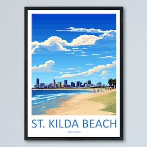 St Kilda Beach Travel Print Wall Art St Kilda Beach Wall Hanging Home Décor St Kilda Beach Gift Art Lovers Wall Art Australia Poster Deco