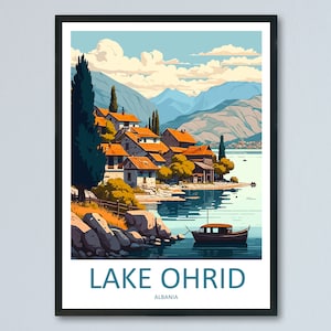 Lake Ohrid Travel Print Lake Ohrid Home Décor North Macedonia Art Print Albania Room Print For Lake Ohrid Gift Art Poster Wall Art Lake