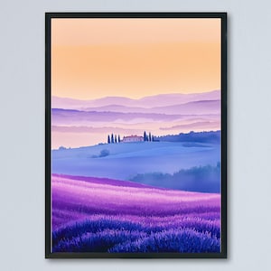 Provence Watercolor Poster Provence Travel Print France Wall Art Provence Decor Lavender Field Landscape French Countryside Scene Print