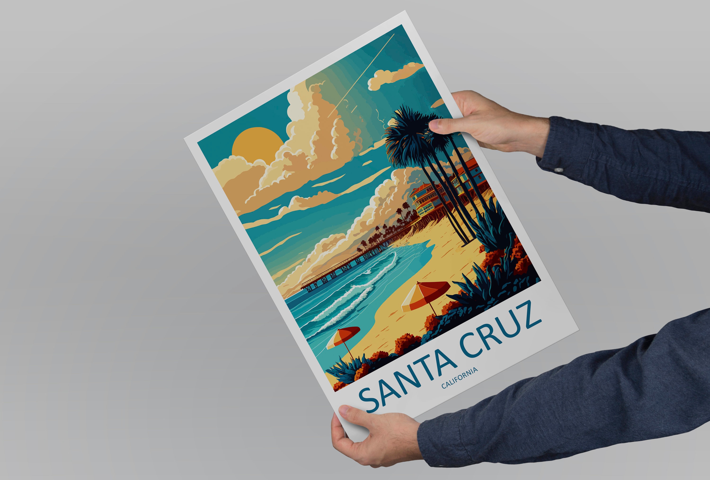 Santa Cruz Travel Print Wall Art Santa Cruz Wall Hanging Home