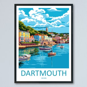 Dartmouth Reise Print Wandkunst Dartmouth Wandbehang Home Décor Dartmouth Geschenk Kunstliebhaber England Kunstliebhaber Geschenk Dartmouth Kunstplakat