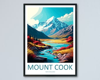 Mount Cook Travel Print Wall Art Mount Cook Wall Hanging Home Décor Mount Cook Gift Art Lovers New Zealand Art Lover Gift Print Mount Cook