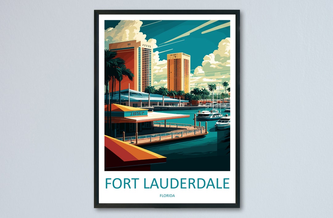 Fort Lauderdale Travel Print Wall Art Fort Lauderdale Wall Hanging Home